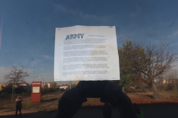 Army Notice Still Posted in the Window of the Theater